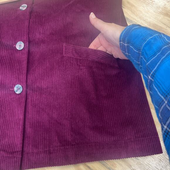 Woman Within Wide Wale Corduroy Shacket Button Chore Jacket Size 14/16 Purple - Picture 7 of 12